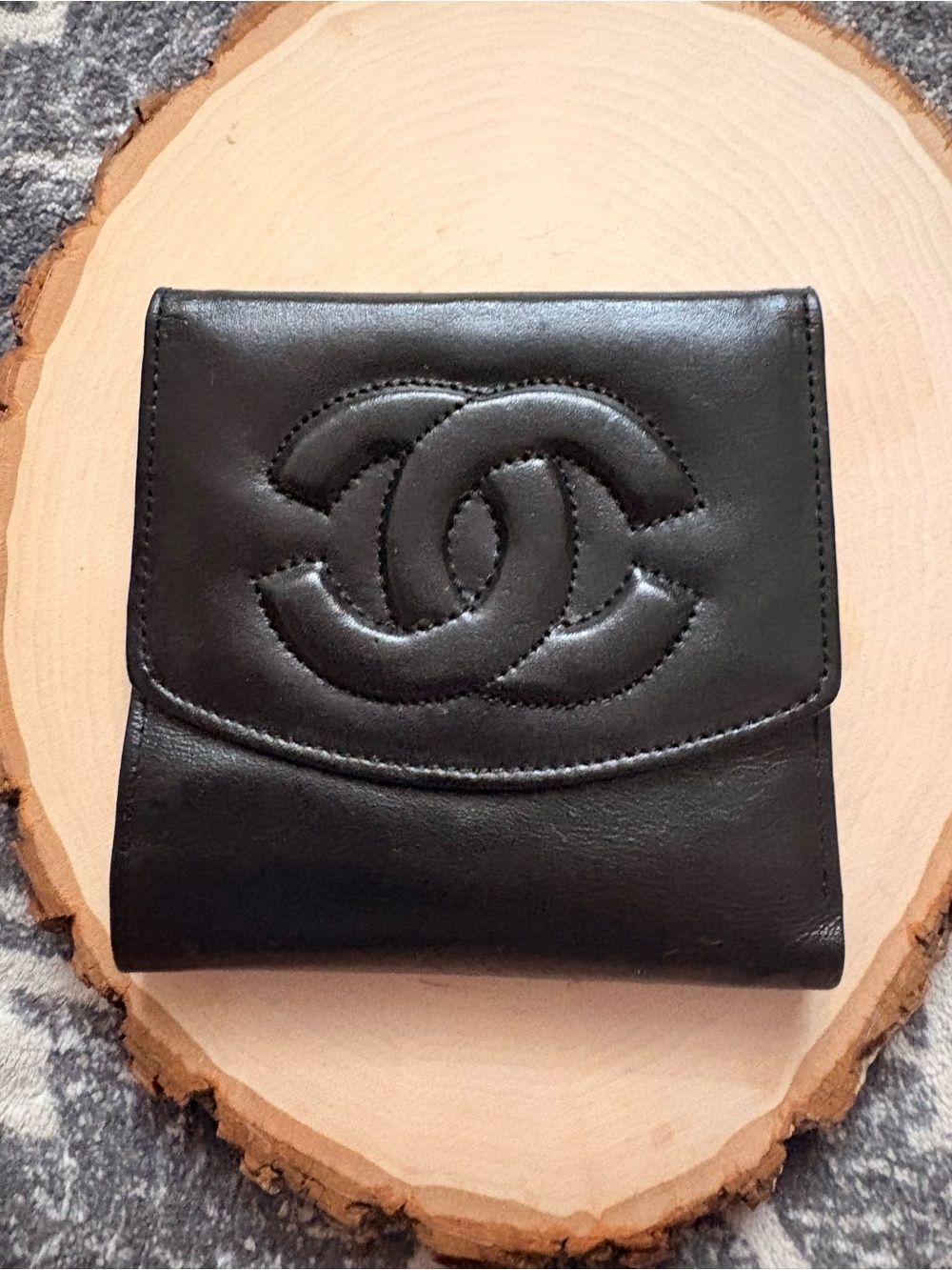 CHANEL Black Quilted CC Logo Card Holder